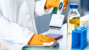 Scientists hands handling device